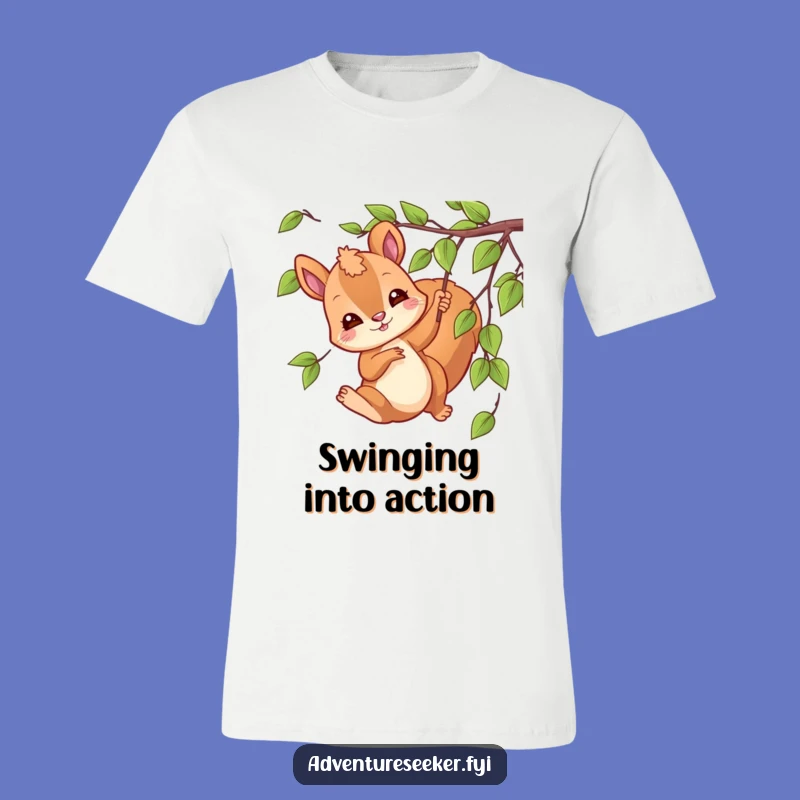 Funny Swinging Squirrel T-Shirt: Playful Vine Rider, Perfect Funny Gift for Lively Souls!