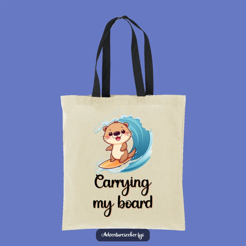 Funny Otter Surfing Tote Bag: Giggling Character's Wave Rider, Practical Funny Gift