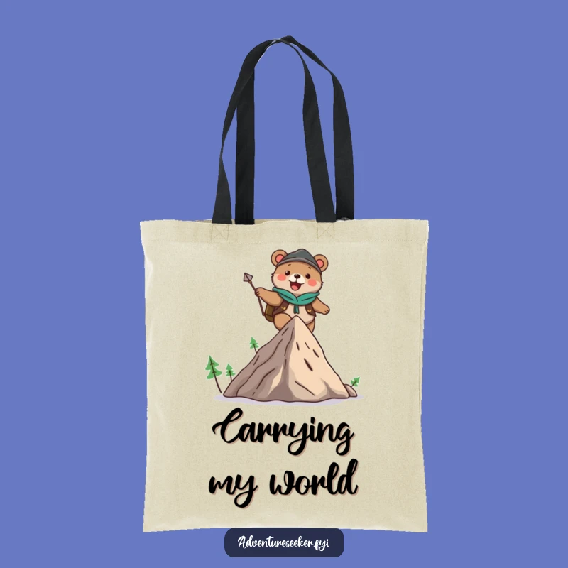 Funny Bear Adventure Tote Bag: Cute Climber Accessory, Practical & Hilarious