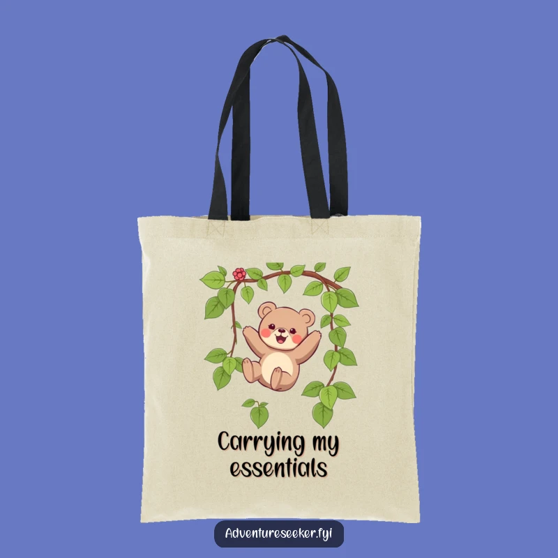 Funny Bear Swinging Vine Tote Bag - Eco-Friendly Fun, Ultimate Funny Gift