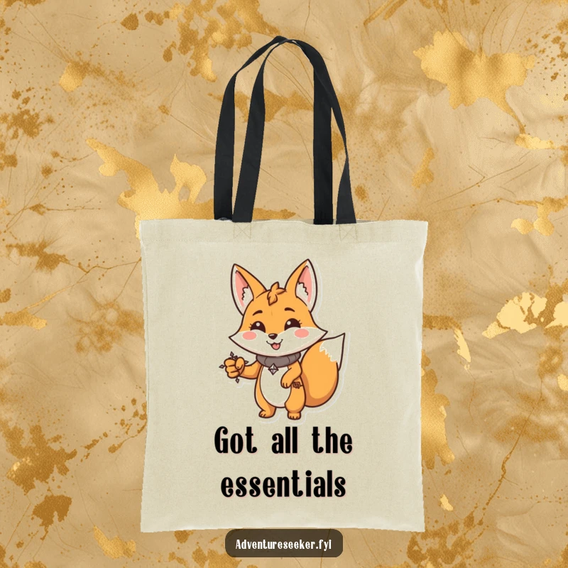 Funny Fox Tote Bag: Determined character with a compass, pointing forward, perfect for carrying your funny essentials.