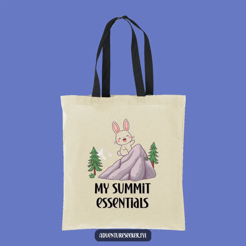 Funny Rabbit Climbing Mountain Tote Bag - Adventure Ready, Excellent Funny Gift