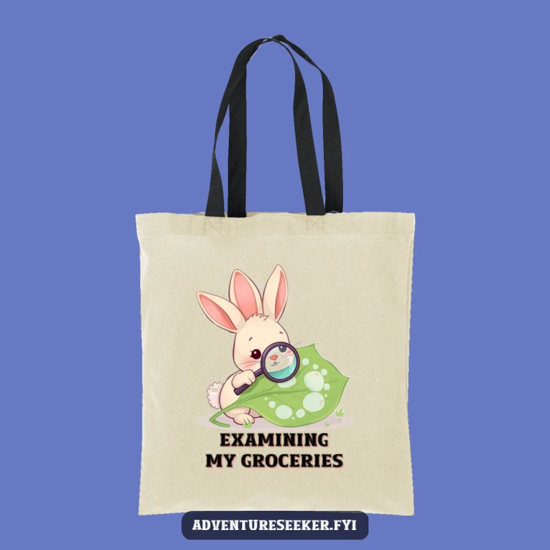 Funny Rabbit Magnifying Leaf Tote Bag, Nature Discovery Carry-All, Chic Funny Gift