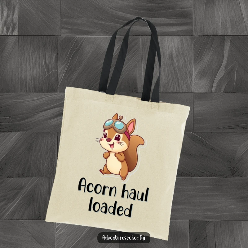 Funny squirrel aviator tote bag with a cheerful squirrel wearing an aviator hat, ready for a sky-high journey.