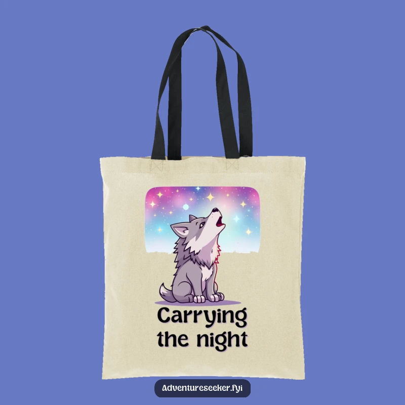 Funny Wolf Howling Tote Bag: Determined Character's Night Sky, Stylish Funny Gift